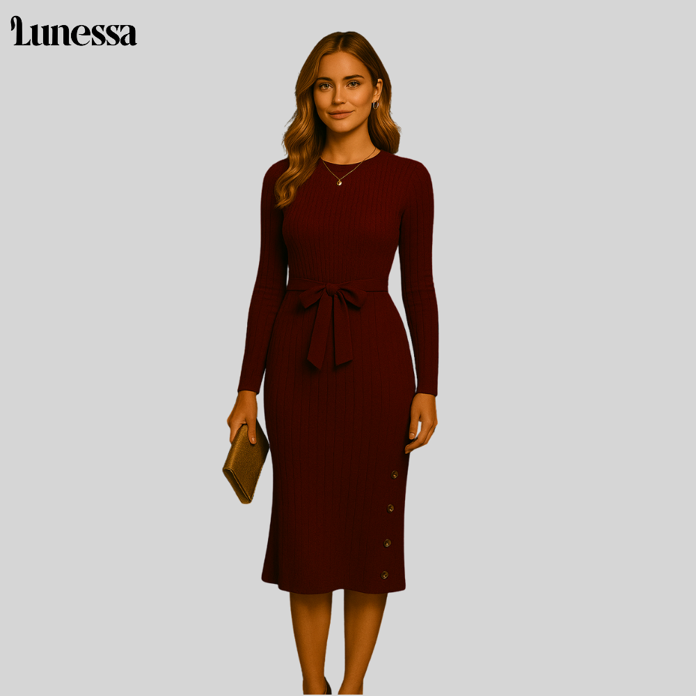Lunessa™ Midi-Strickkleid mit Seitlichen Knöpfen