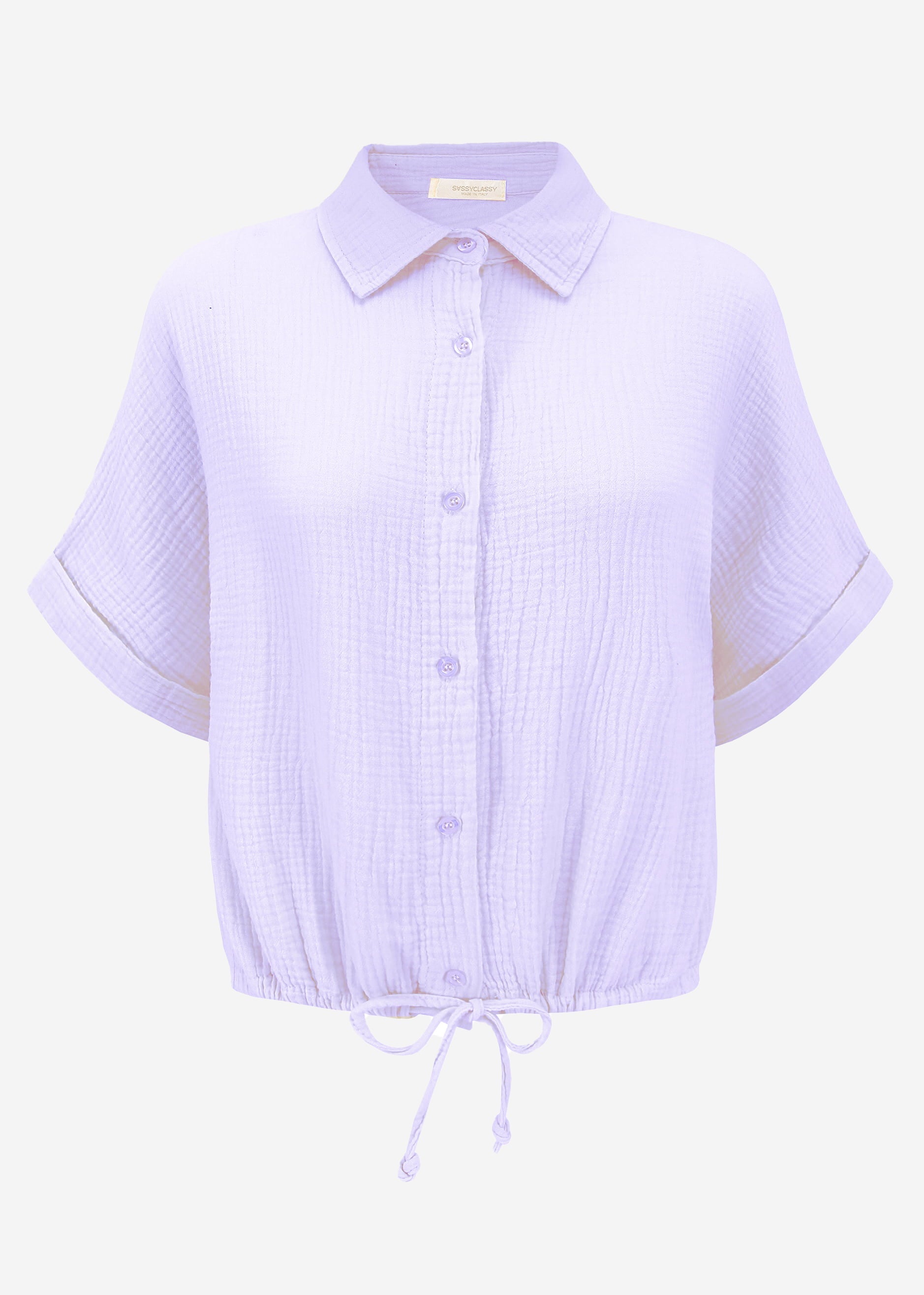 Musselin Bluse mit Zugband - flieder