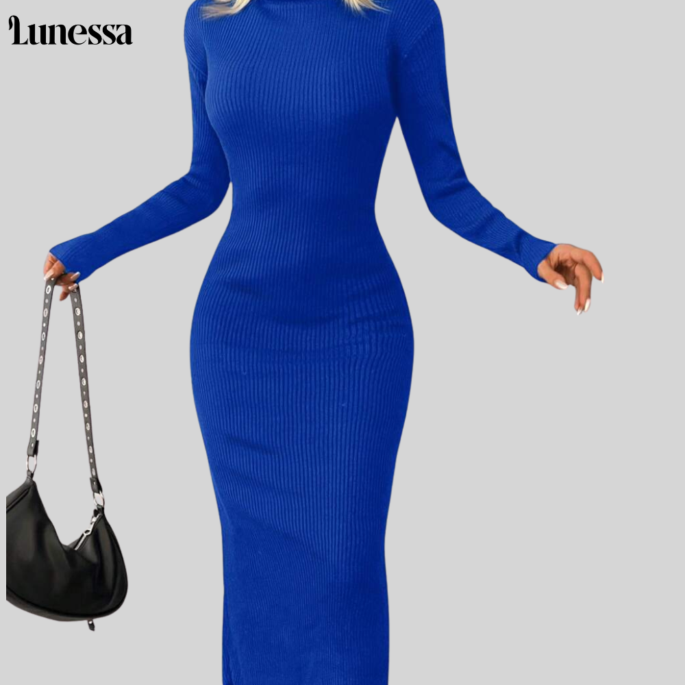 Lunessa™ High-Neck Bodycon Strickkleid – Zeitlose Eleganz
