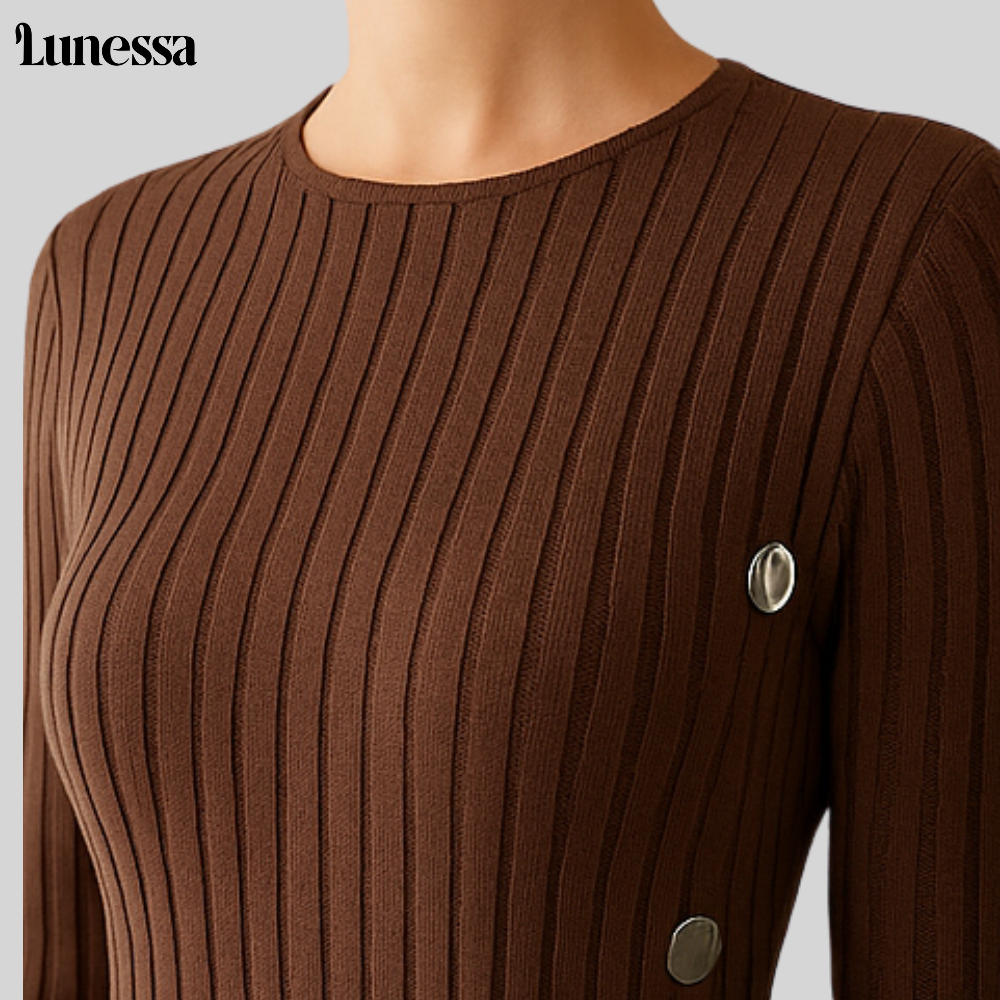 Lunessa™ Midi-Strickkleid mit Seitlichen Knöpfen