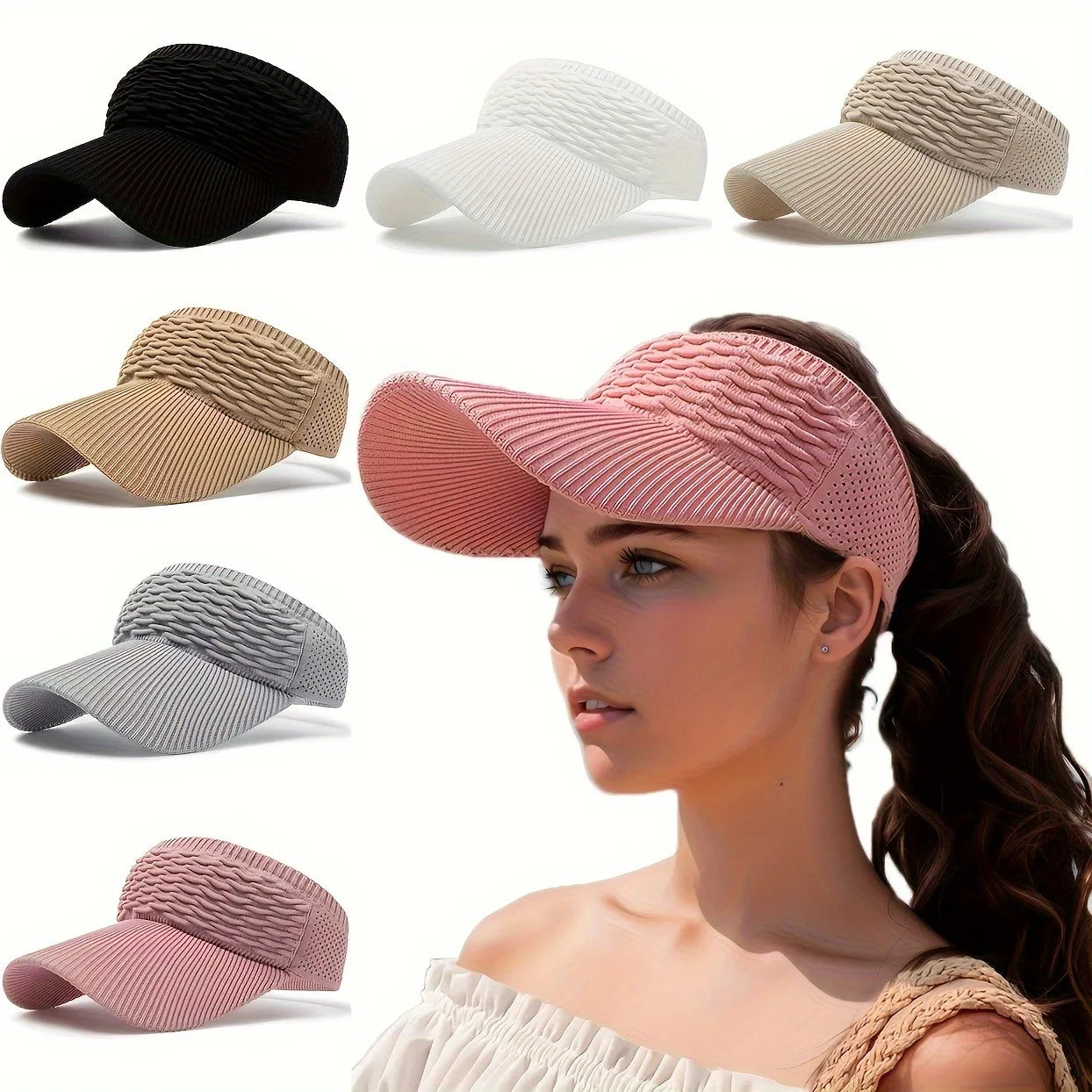 SommerWave Visor – Leichte Strick-Sonnenkappe