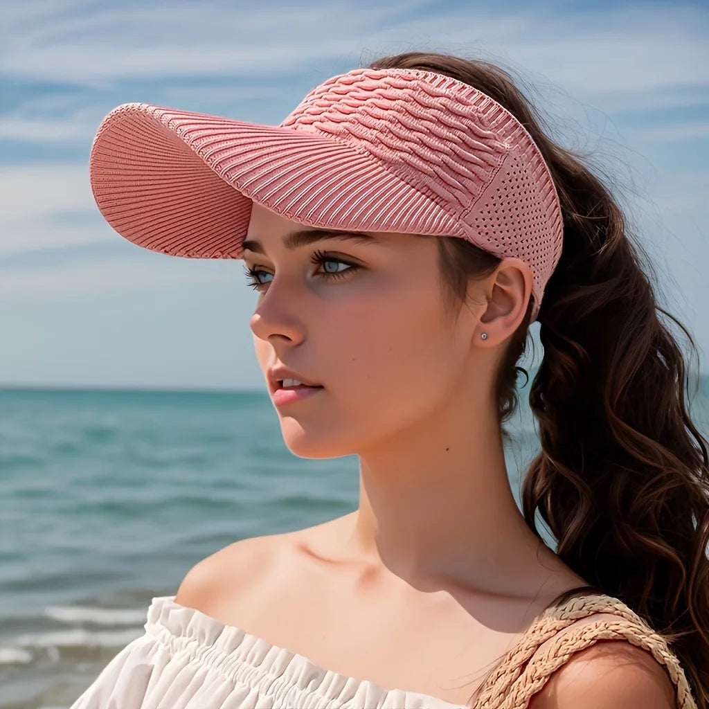 SommerWave Visor – Leichte Strick-Sonnenkappe