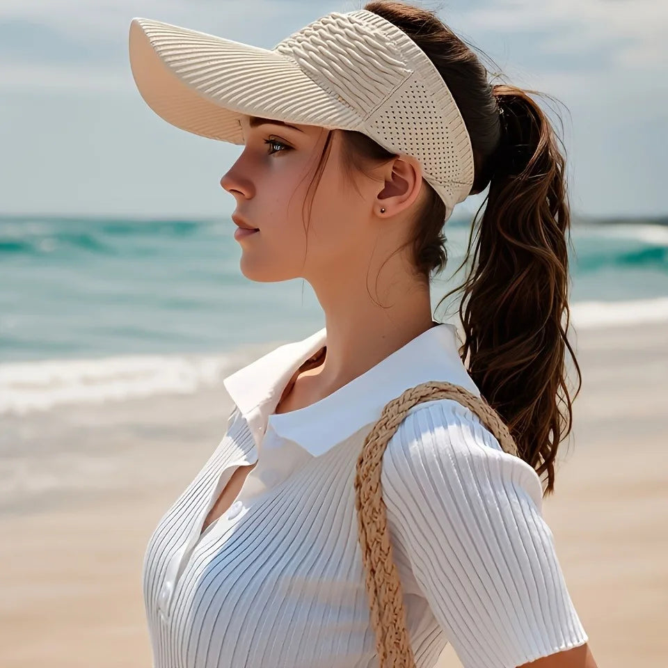 SommerWave Visor – Leichte Strick-Sonnenkappe