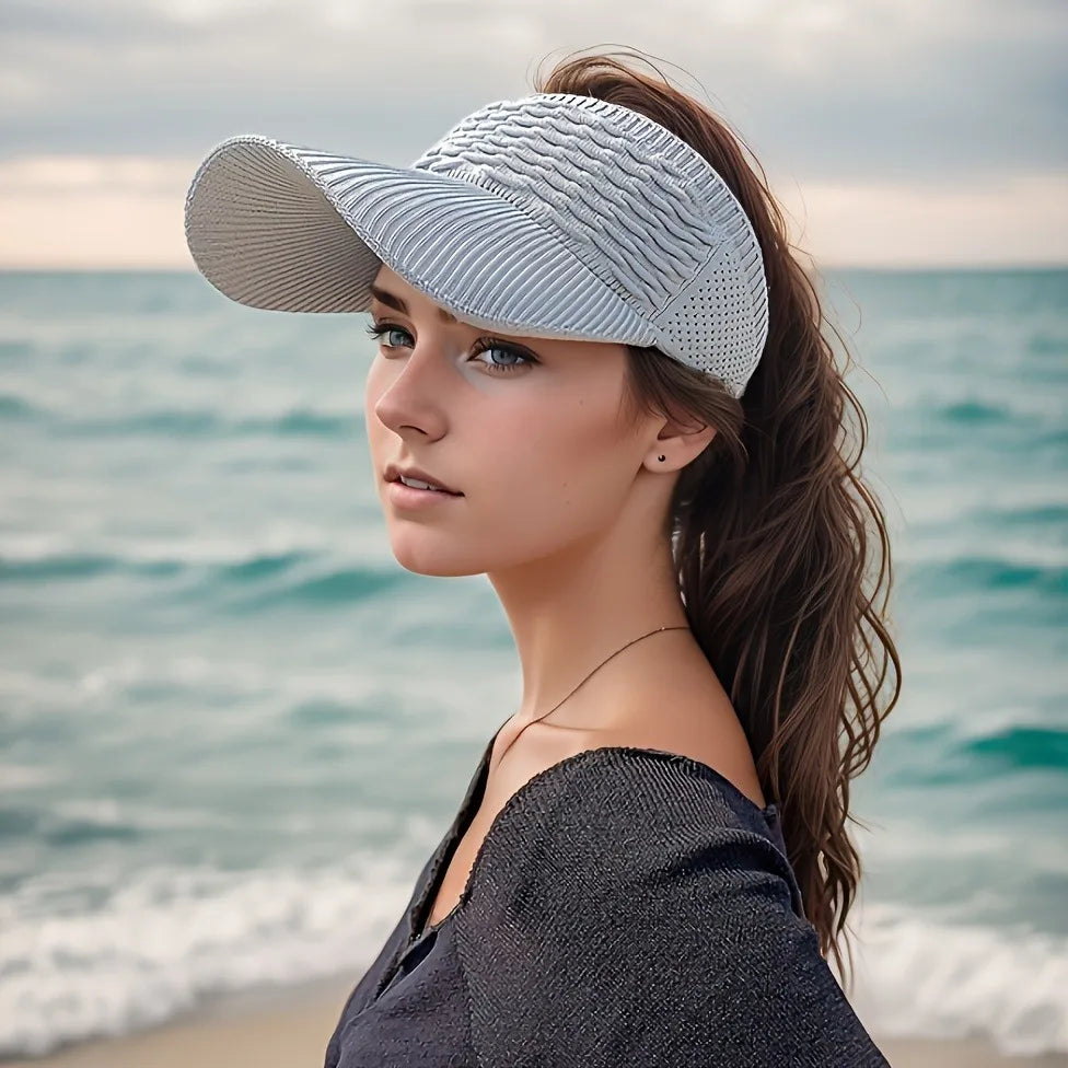SommerWave Visor – Leichte Strick-Sonnenkappe