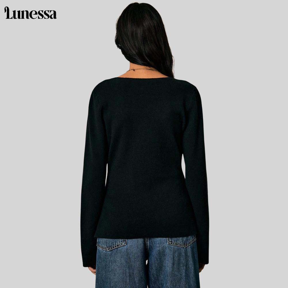 Lunessa™ Noir Iconic Cardigan – Statement-Style mit Goldknöpfen