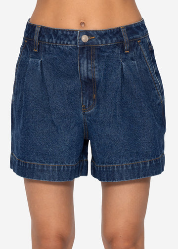High Waist Jeans Shorts - dunkelblau