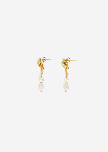 Ohrstecker mit Knoten und Perlen-Anhänger - gold