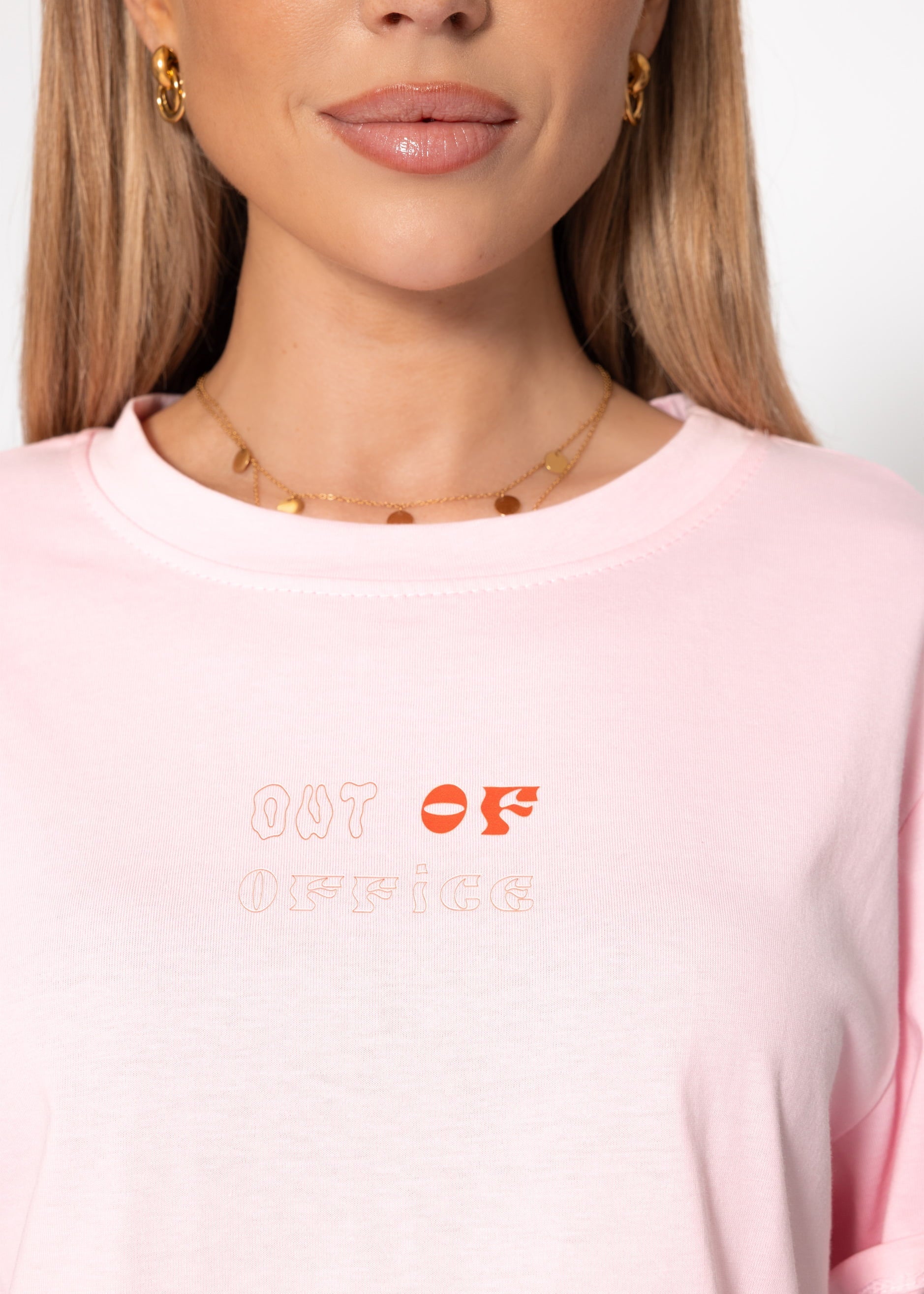 Oversize T-Shirt mit Print - rosa