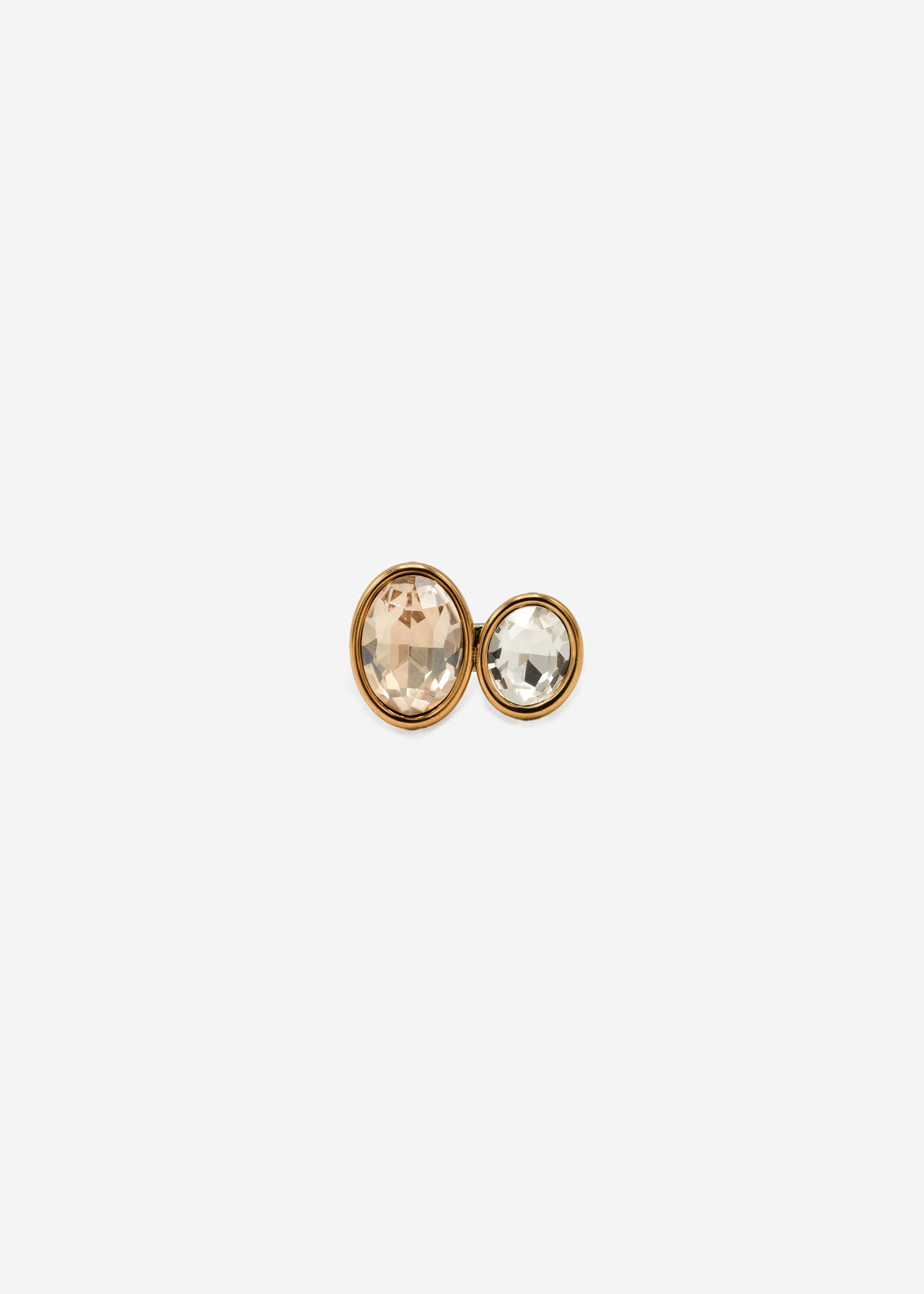 Ring mit 2 hellen Schmucksteinen - gold