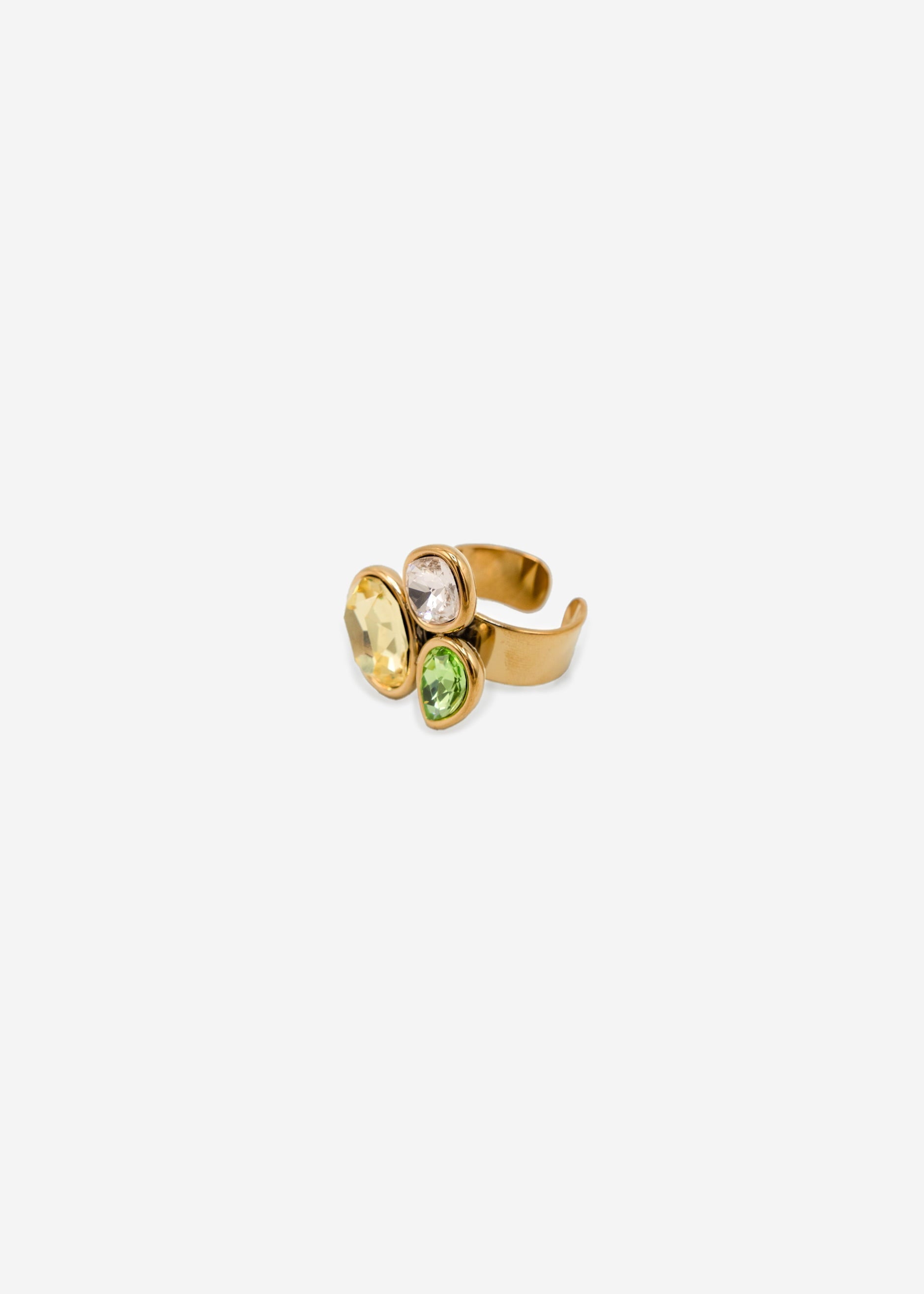 Ring mit 3 bunten Schmucksteinen - gold