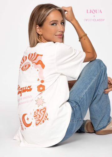T-Shirt mit "Liqua"-Print - offwhite