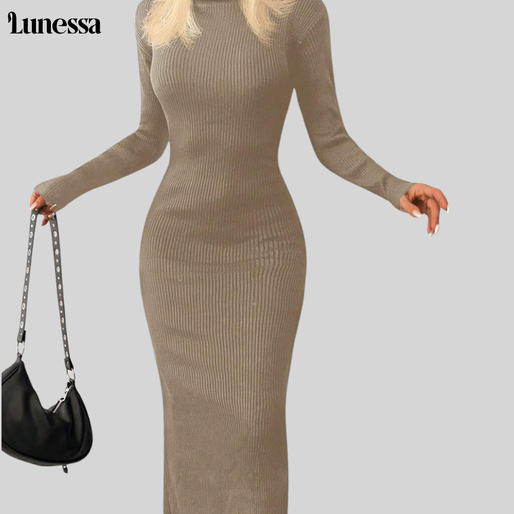 Lunessa™ High-Neck Bodycon Strickkleid – Zeitlose Eleganz