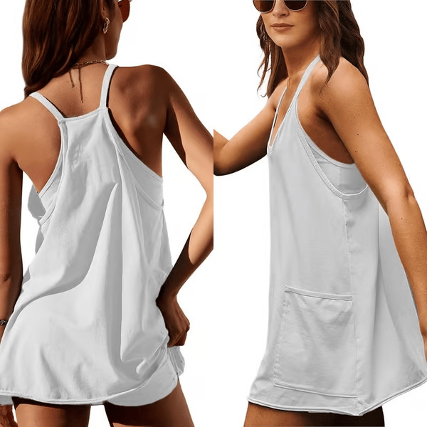 Sommerliches ärmelloses Minikleid für Frauen (Enthält einen Jumpsuit)