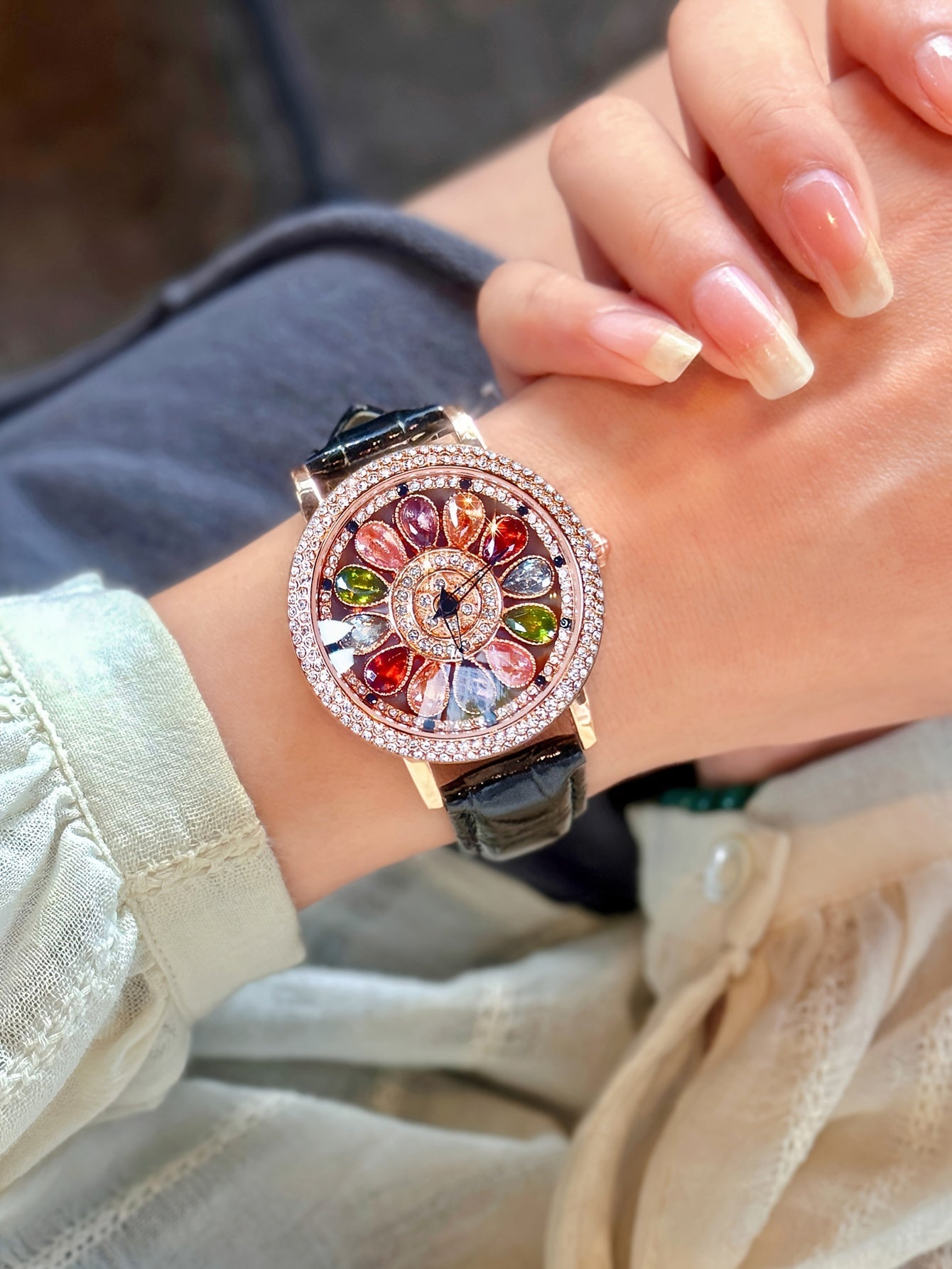 [🎁Perfektes Geschenk] Eleganter Lucky Spin Quarzuhr mit Edelsteinen⌚