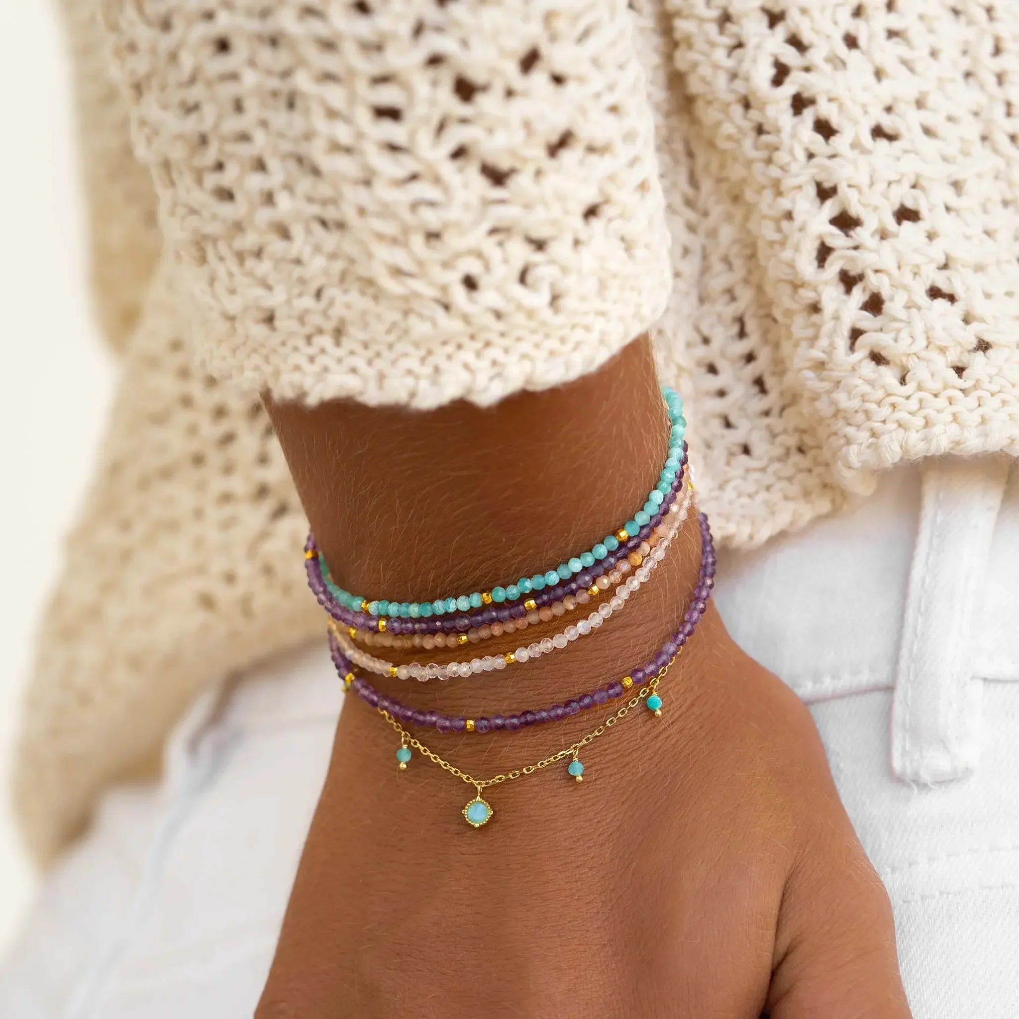 Boho-Lue-Set, Armband + Badeanzug