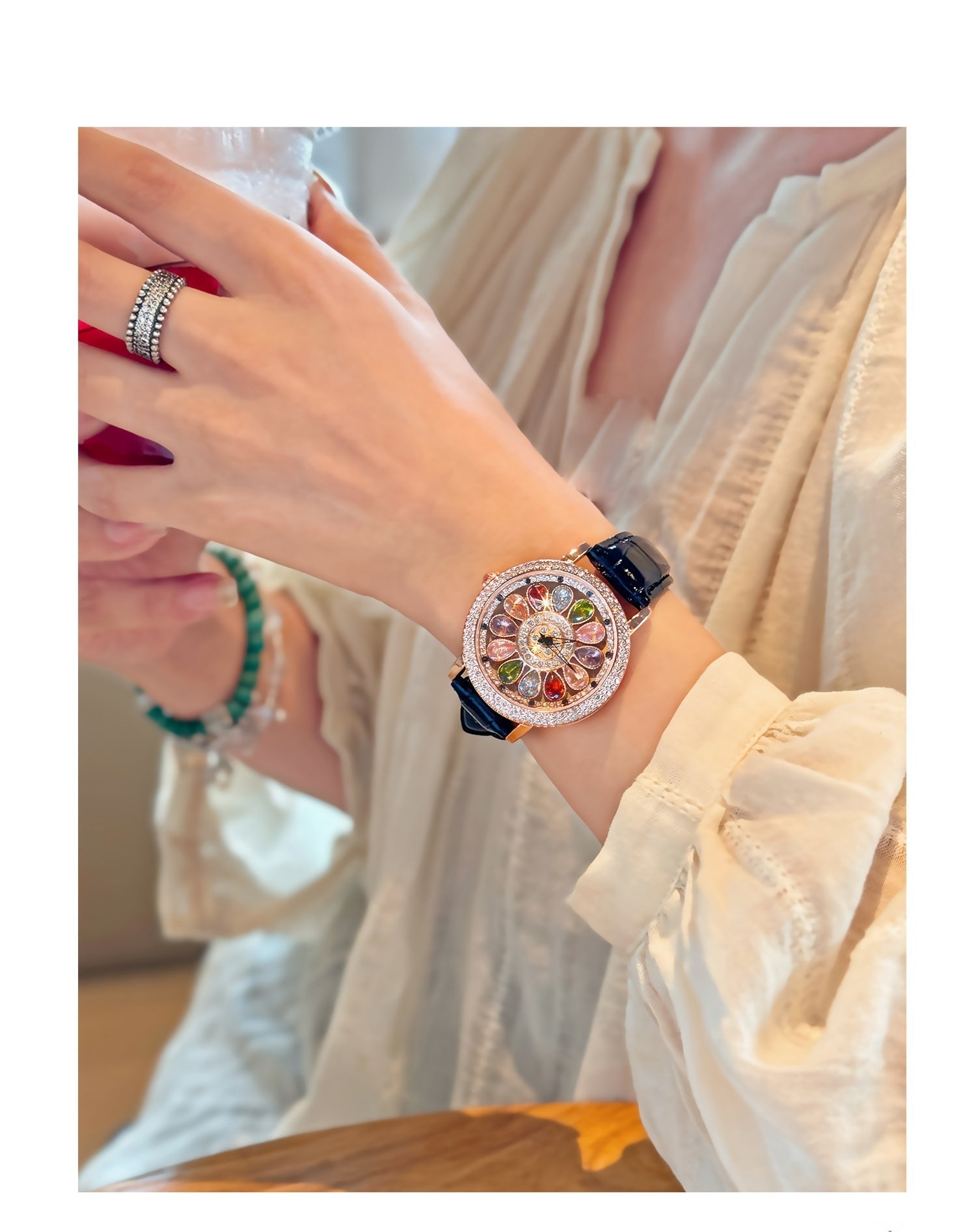 [🎁Perfektes Geschenk] Eleganter Lucky Spin Quarzuhr mit Edelsteinen⌚