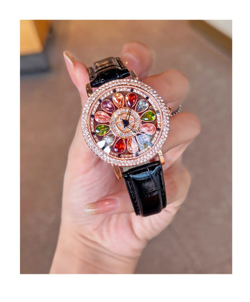 [🎁Perfektes Geschenk] Eleganter Lucky Spin Quarzuhr mit Edelsteinen⌚