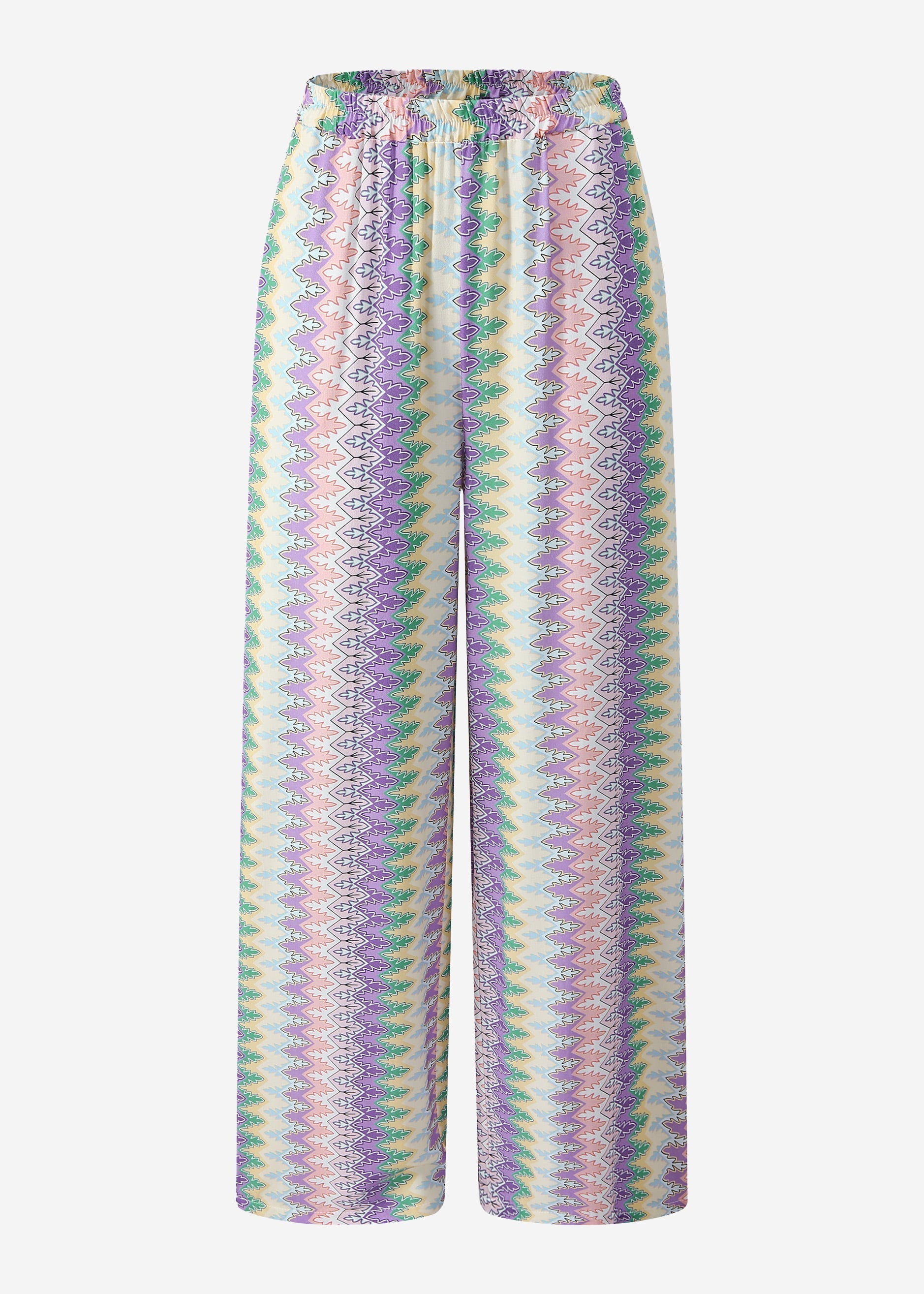 Weite Hose mit Multicolor-Muster - flieder-rosa
