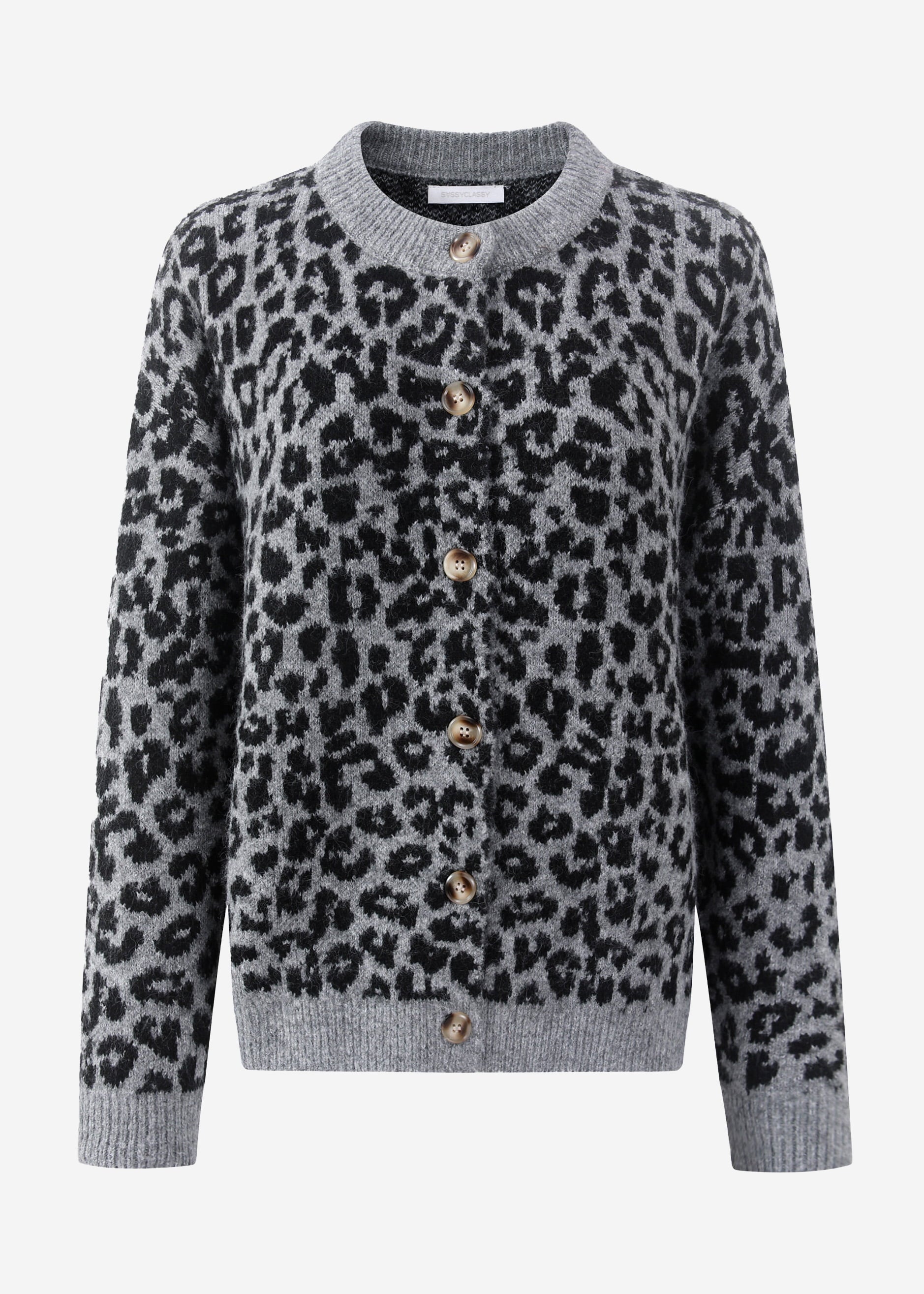 Cardigan mit Leo-Muster - grau