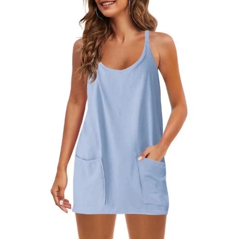 Sommerliches ärmelloses Minikleid für Frauen (Enthält einen Jumpsuit)