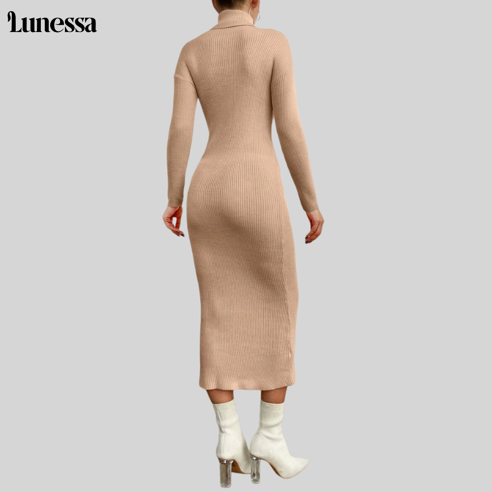 Lunessa™ High-Neck Bodycon Strickkleid – Zeitlose Eleganz