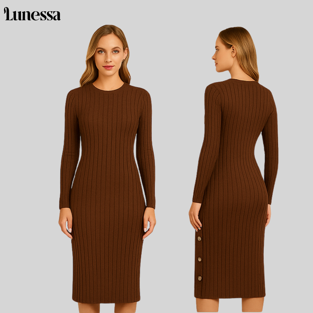 Lunessa™ Midi-Strickkleid mit Seitlichen Knöpfen