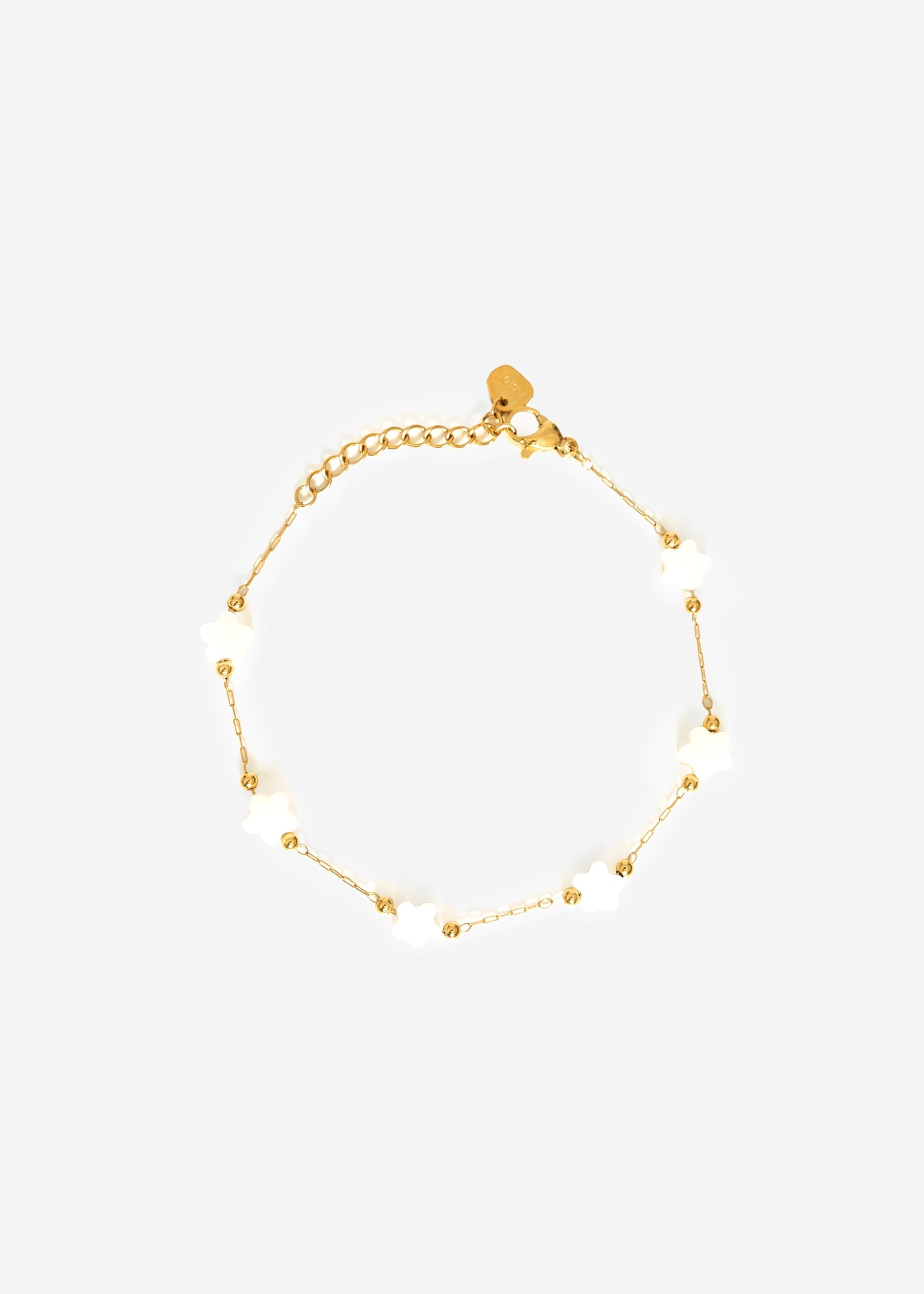 Armband mit weißen Kleeblättern - gold