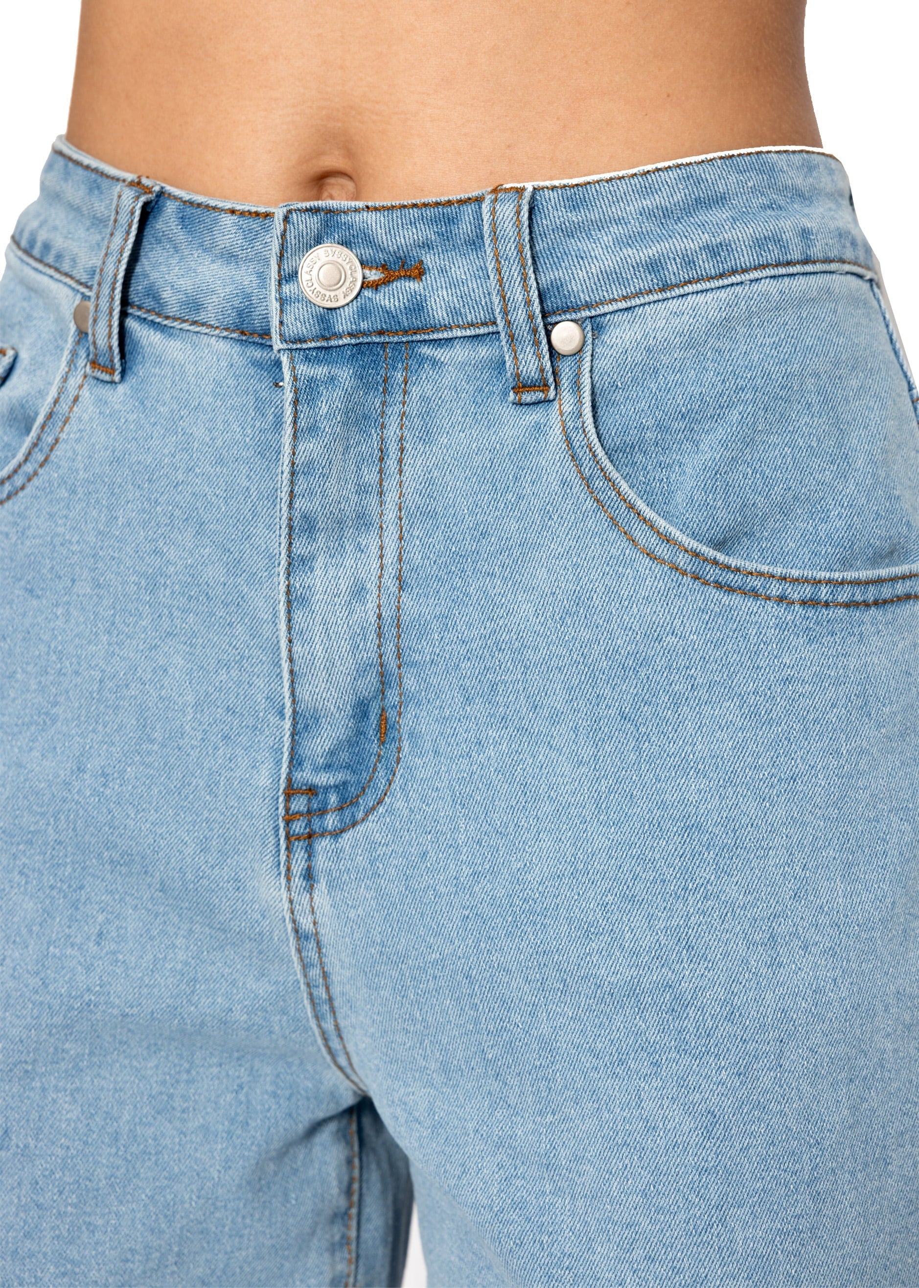 Highwaist Jeans mit Ziernaht - hellblau