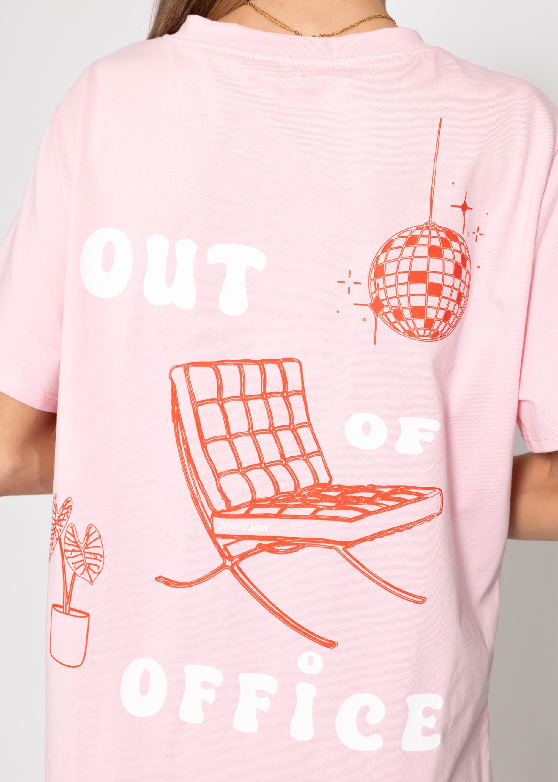 Oversize T-Shirt mit Print - rosa
