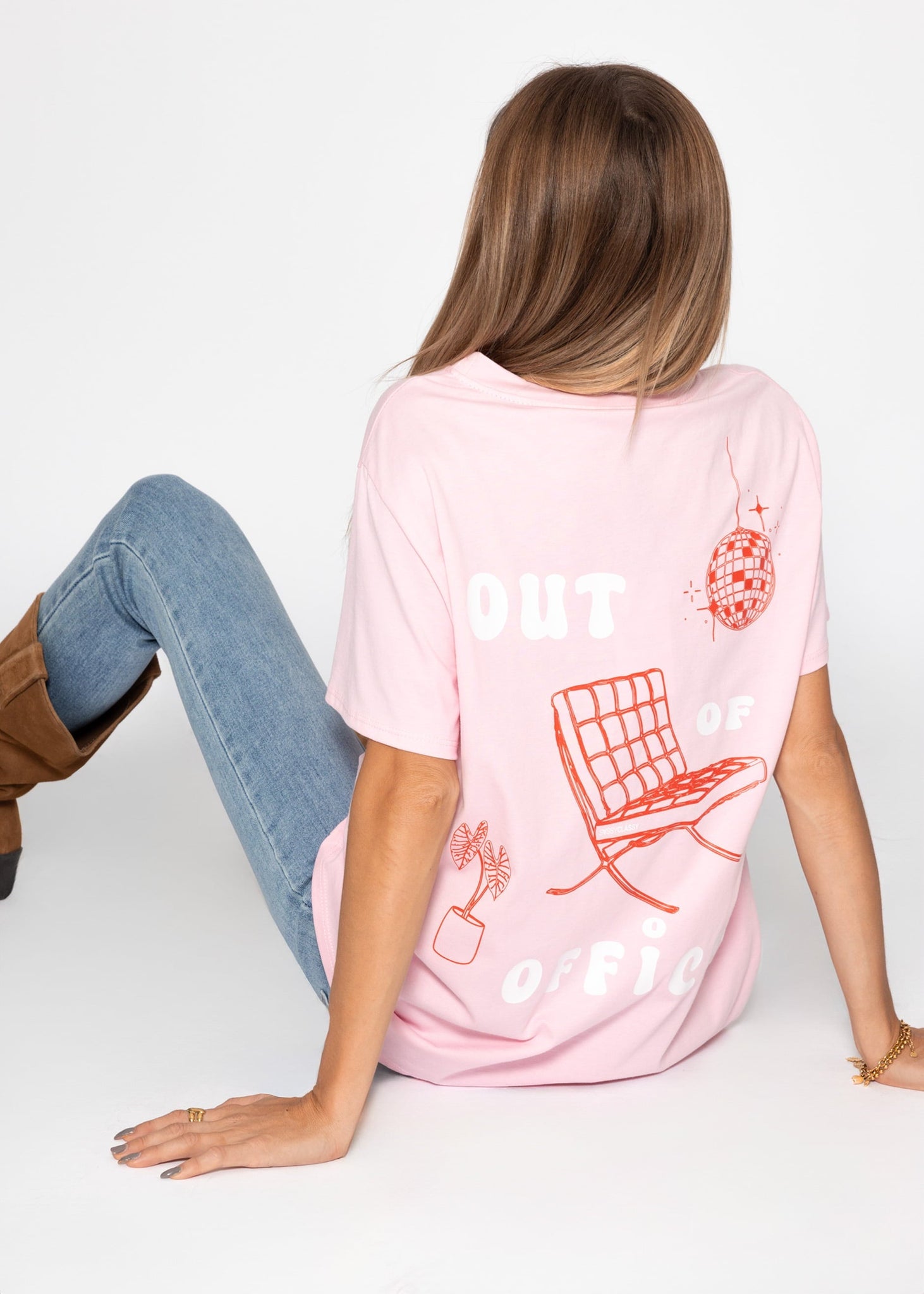 Oversize T-Shirt mit Print - rosa