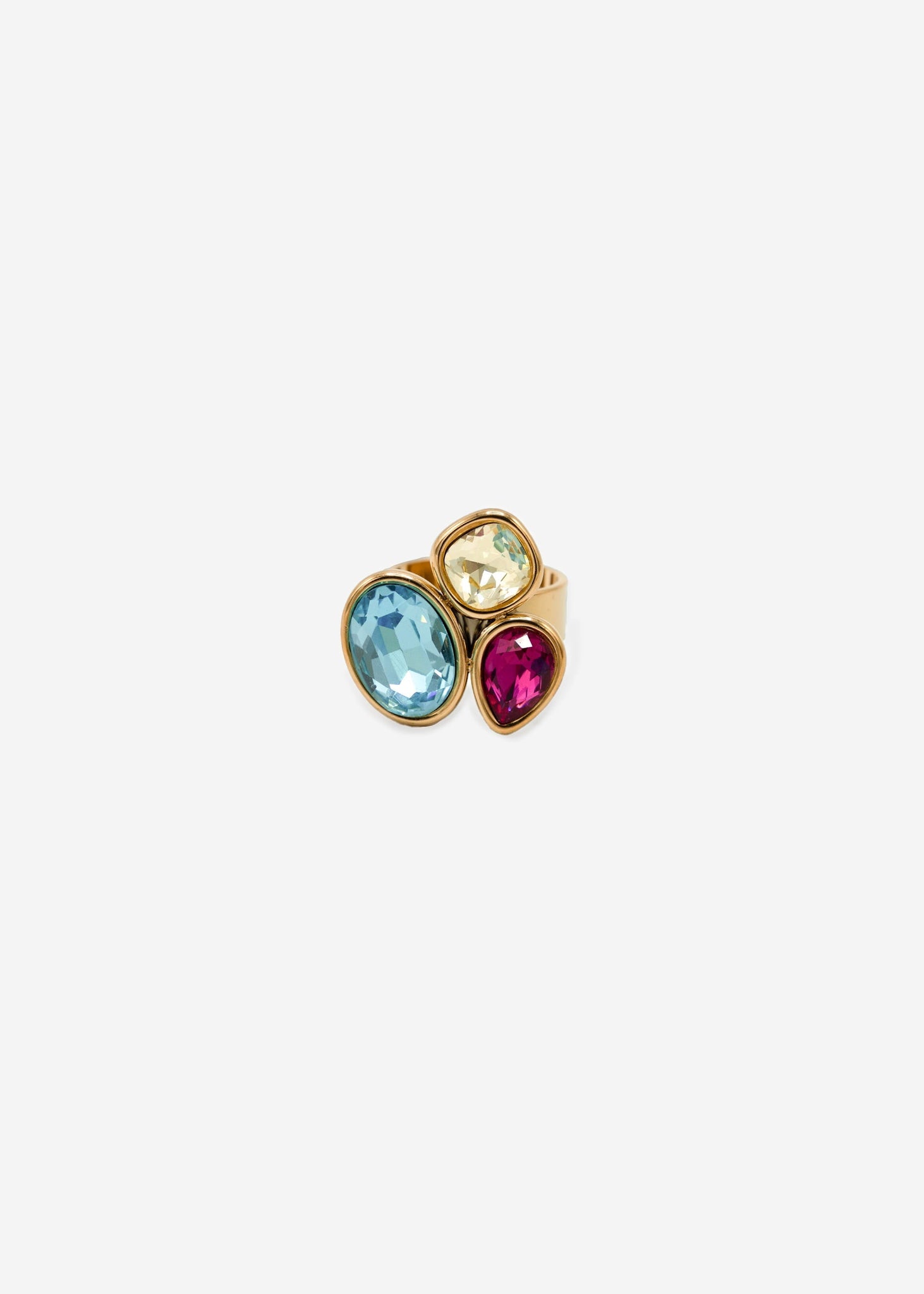 Ring mit 3 bunten Schmucksteinen - gold