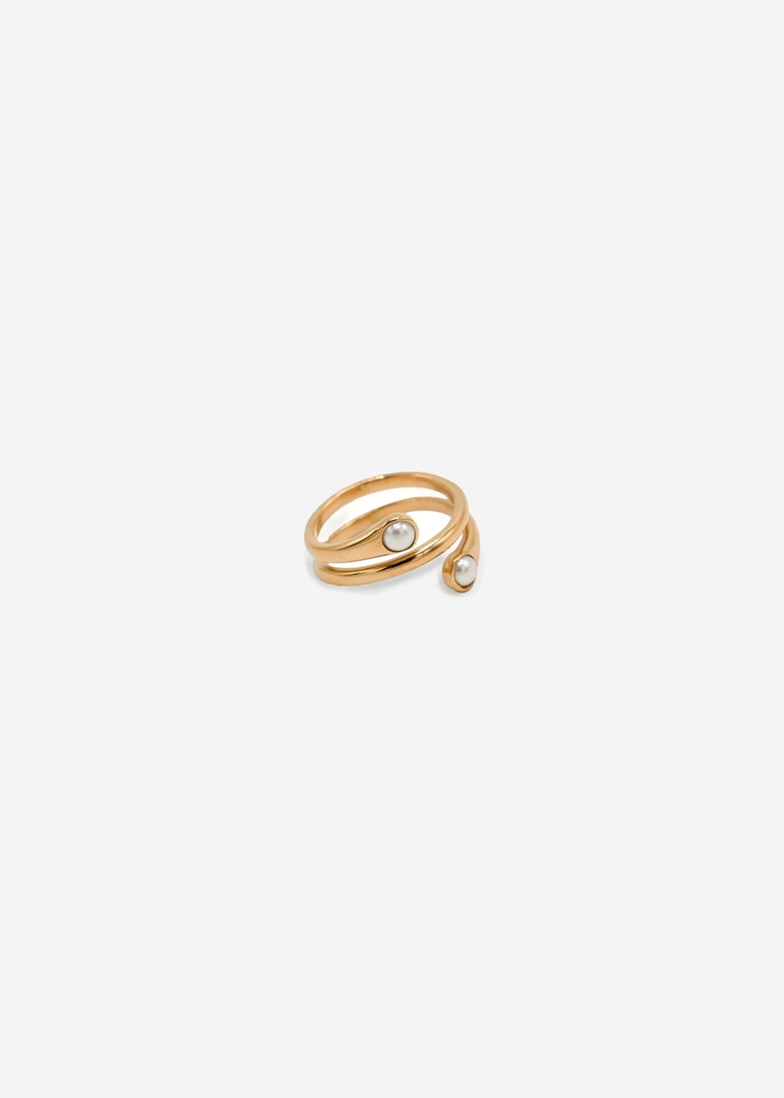 Verschlungener Ring mit Perlen - gold