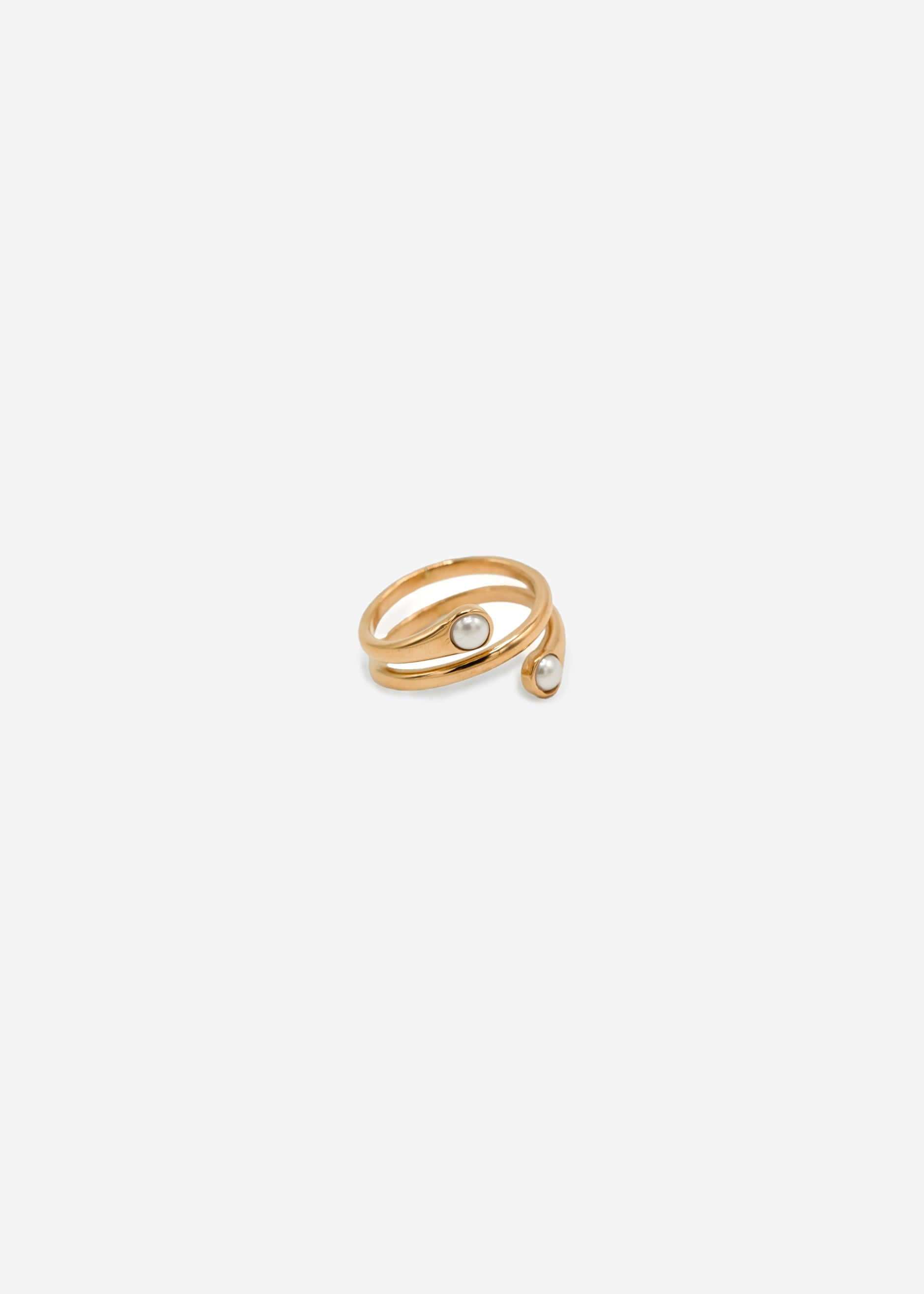 Verschlungener Ring mit Perlen - gold