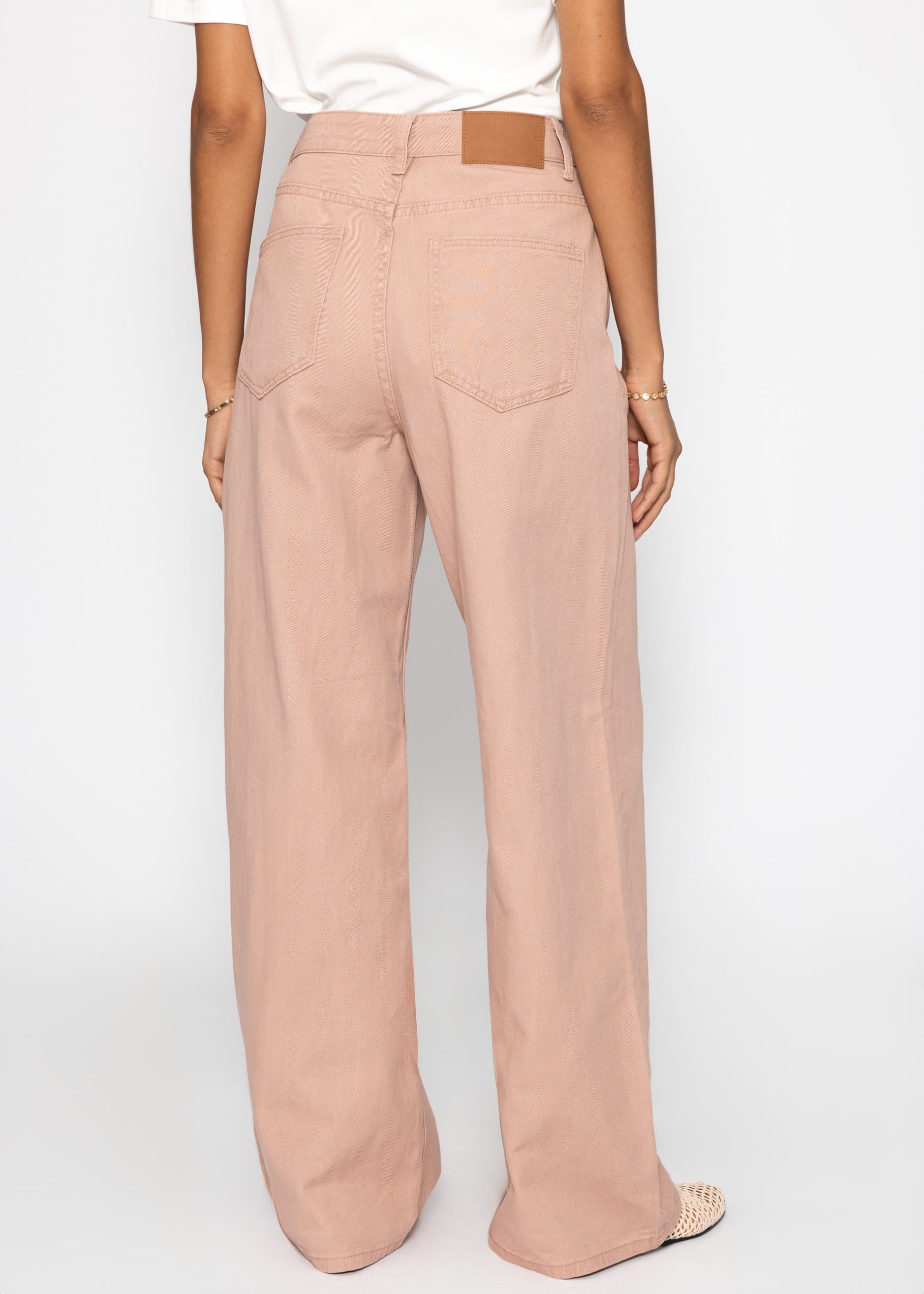 Wide Leg Jeans mit hohem Bund - rosa
