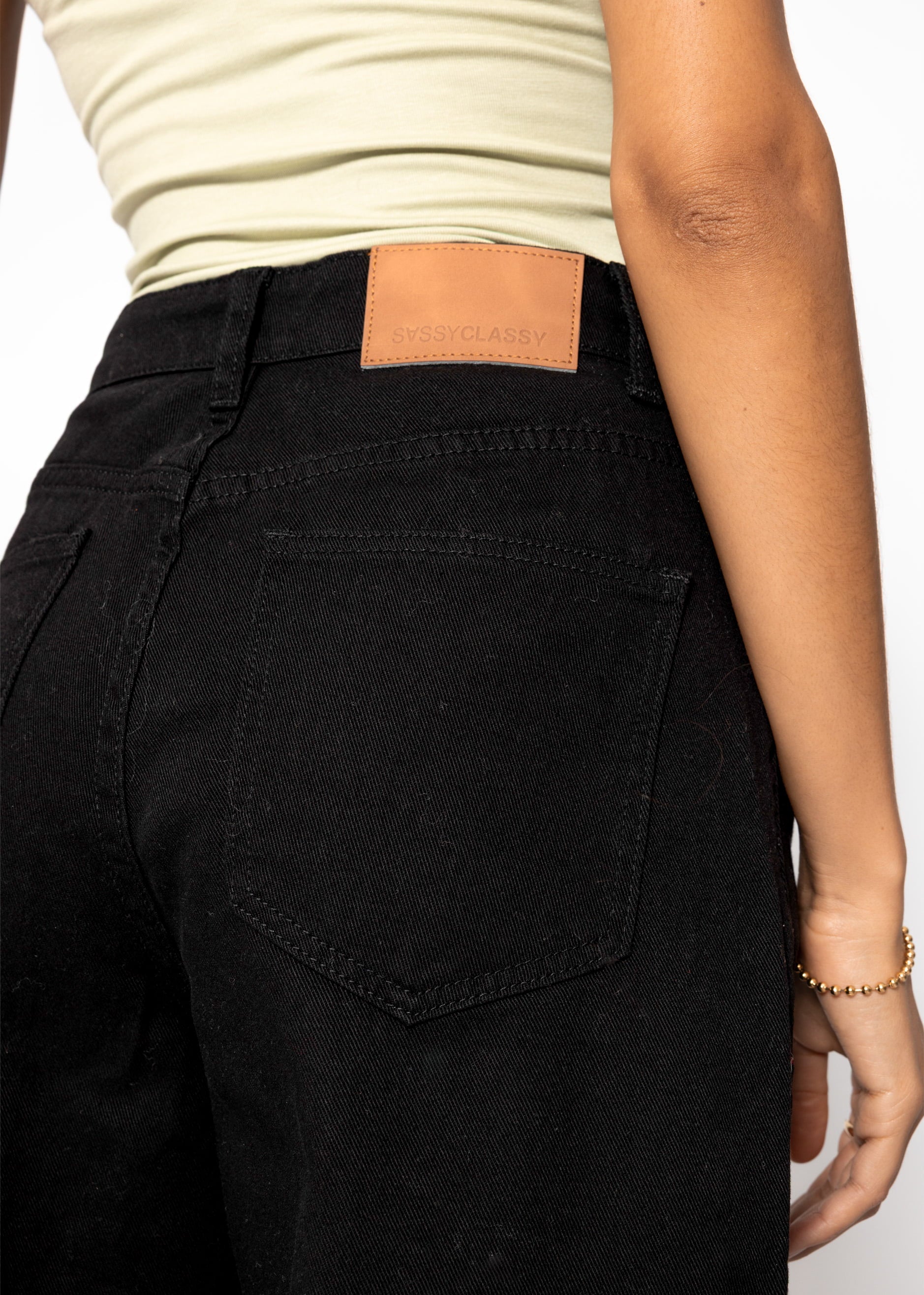 Wide Leg Jeans mit hohem Bund - schwarz